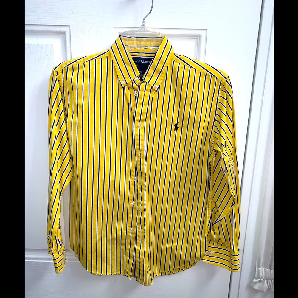 Ralph Lauren Boys button down shirt Yellow & Navy size 12/14